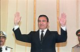 Newly reelected President of Egypt, Hosni Mubarak, adresses the new parliament and the Nation here Oct 23. Mubarak has served as Egypt's 3rd President after succeeding President Sadat who was killed by assassins bullets 6 Oct. 1981. NORBERT SCHILLER / ARCHIVES / AFP