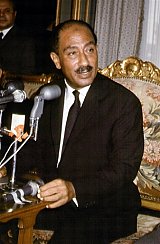 Picture dated February 1972 of Egyptian President Anwar el-Sadat (1918-1981). Sadat became president in October 1970 and sought settlement of the conflict with Israel and met with Israeli Premier Menahem Begin in Jerusalem in 1977 and at Camp David, USA in 1978. They both were awarded with the Nobel Peace Prize in 1978 for their attempt to find a solution of the Middle East conflict. Following critics by other Arab statemen and hard-line Muslims, he was assassinated in Cairo by extremists in1981. STF / AFP